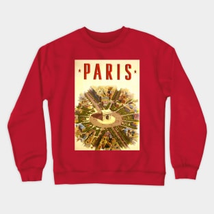 Vintage Travel Poster, Arc de Triomphe in Paris Crewneck Sweatshirt